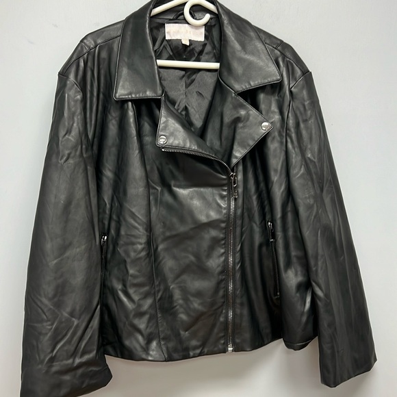 NEW Marybelle Faux Leather Cropped Moto Jacket Size 4X - Picture 1 of 11